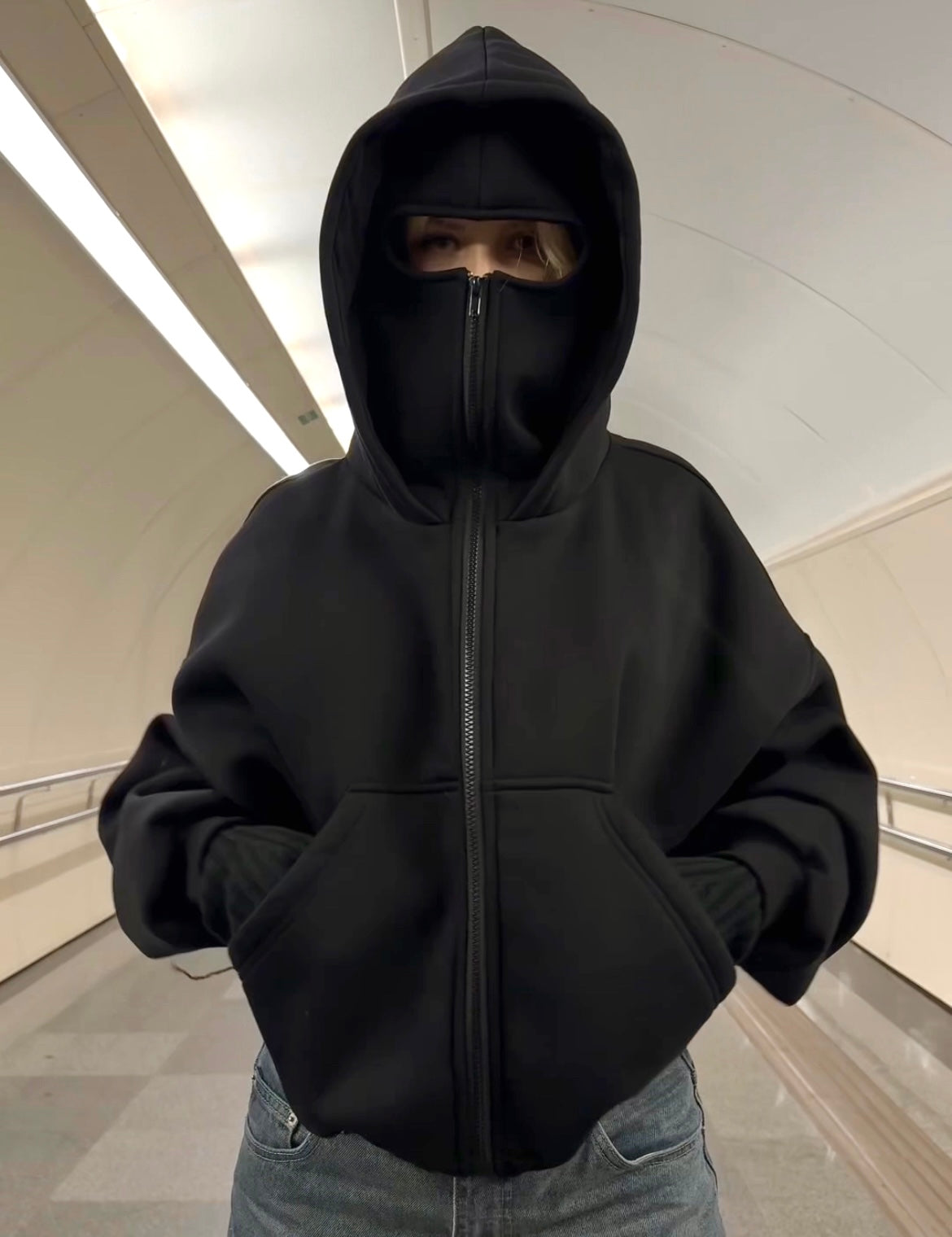 Premium Balaclava Cropped Oversized Hoodie